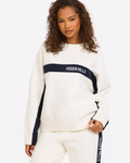 KNIT CONTRAST PANEL SWEATER OFF WHITE/NAVY