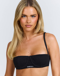 WIRED RIBBED BRA BLACK