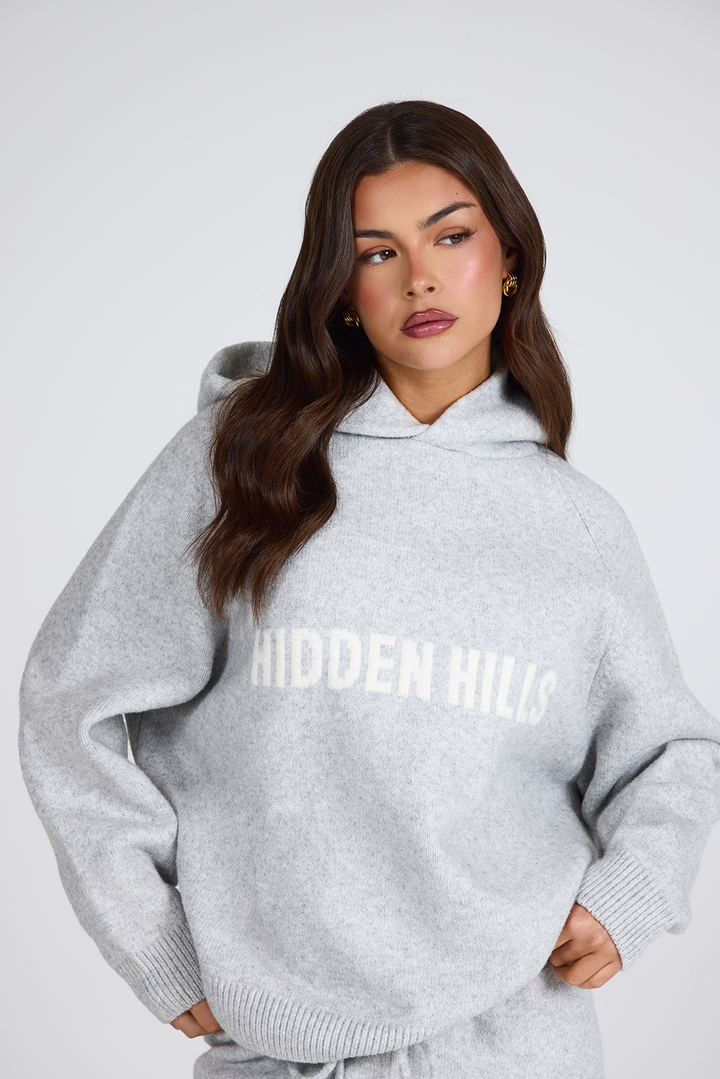 KNIT HOODIE LIGHT GRAY - Hidden Hills
