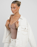 LOGO STITCH DENIM JACKET OFF WHITE