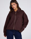EMBOSSED SUEDE JACKET DARK BROWN