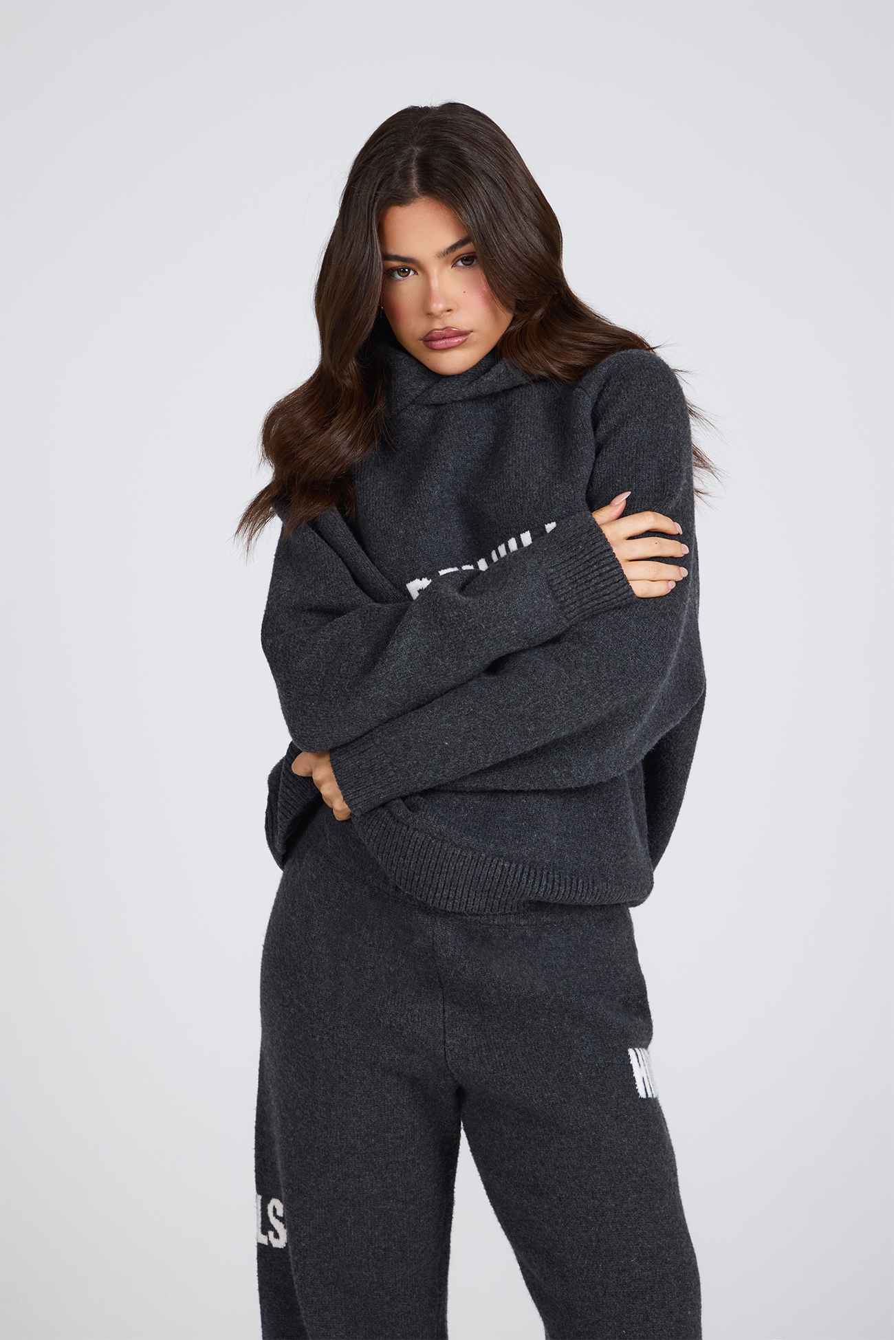 KNIT HOODIE DARK GREY