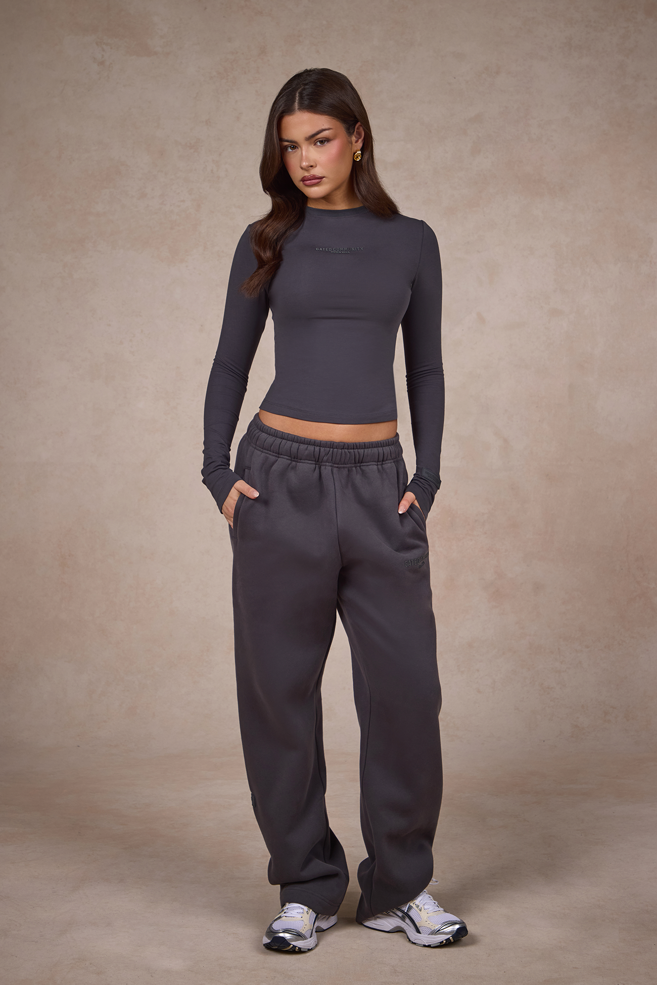 BASICS STRAIGHT LEG SWEATPANTS DARK GREY