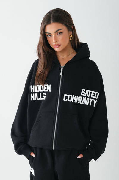 GATED COMMUNITY ZIP HOODIE BLACK