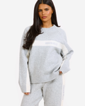 KNIT CONTRAST PANEL SWEATER LIGHT GREY