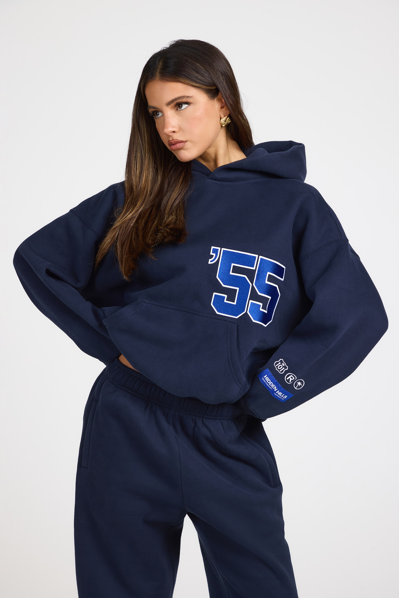 '55 EMBROIDERY HOODIE NAVY