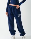 LABEL CUFFED SWEATPANTS NAVY