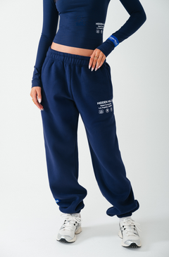 LABEL CUFFED SWEATPANTS NAVY