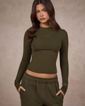 BASICS LONGSLEEVE TOP OLIVE