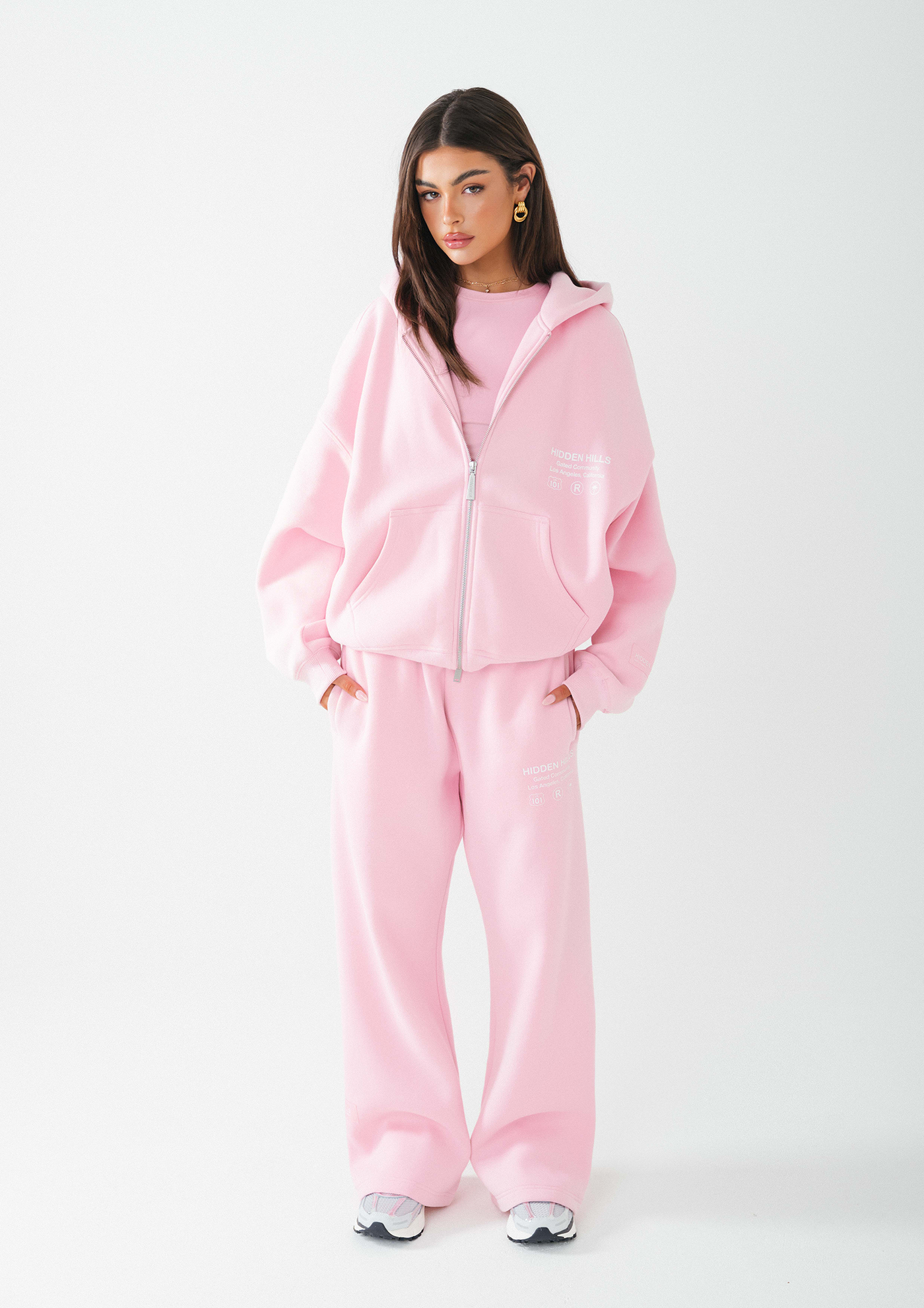 LABEL STRAIGHT LEG SWEATPANTS LIGHT PINK