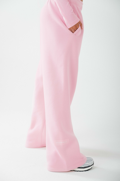 LABEL STRAIGHT LEG SWEATPANTS LIGHT PINK