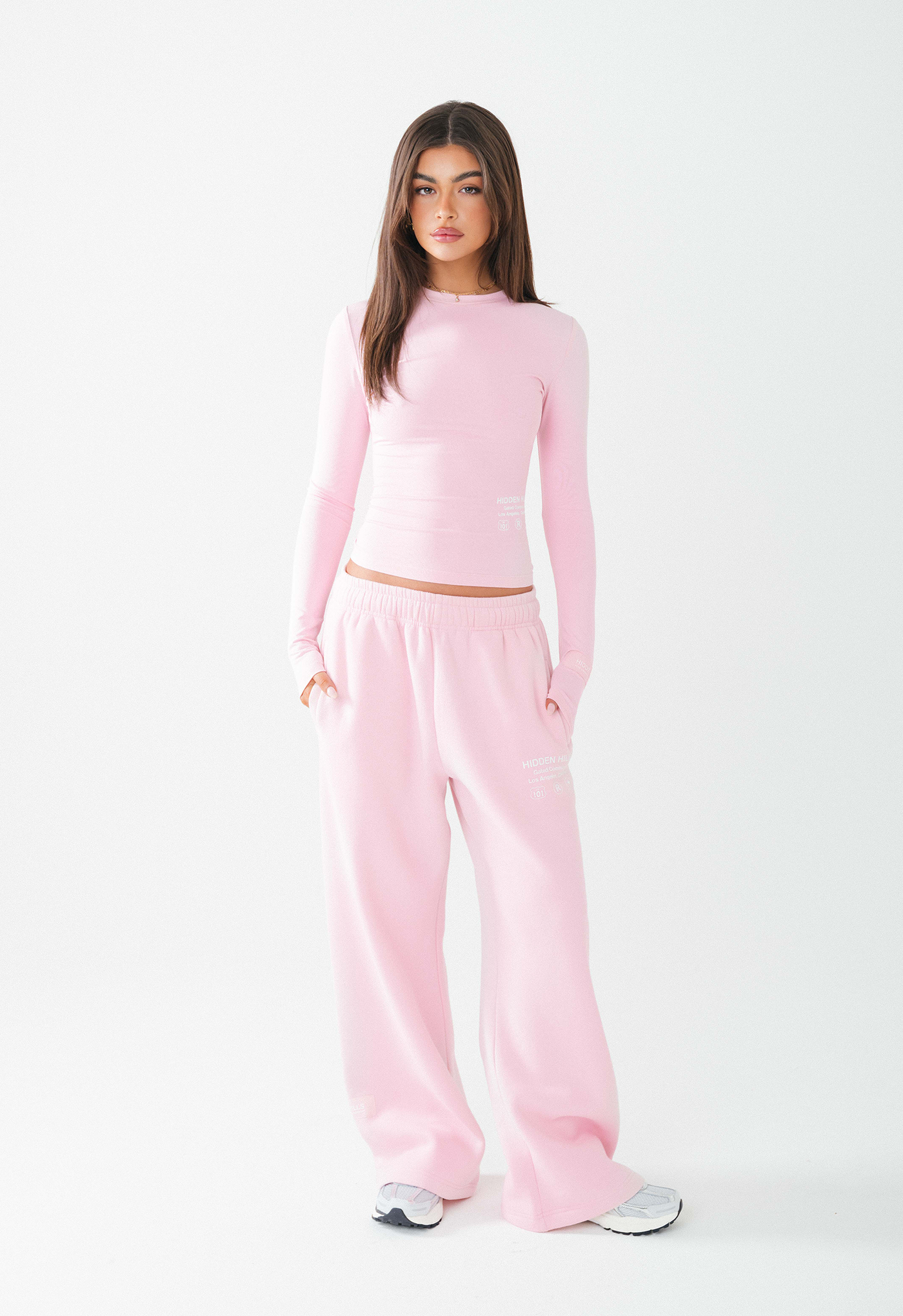 LABEL STRAIGHT LEG SWEATPANTS LIGHT PINK