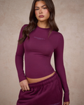 BASICS LONGSLEEVE TOP DARK PLUM