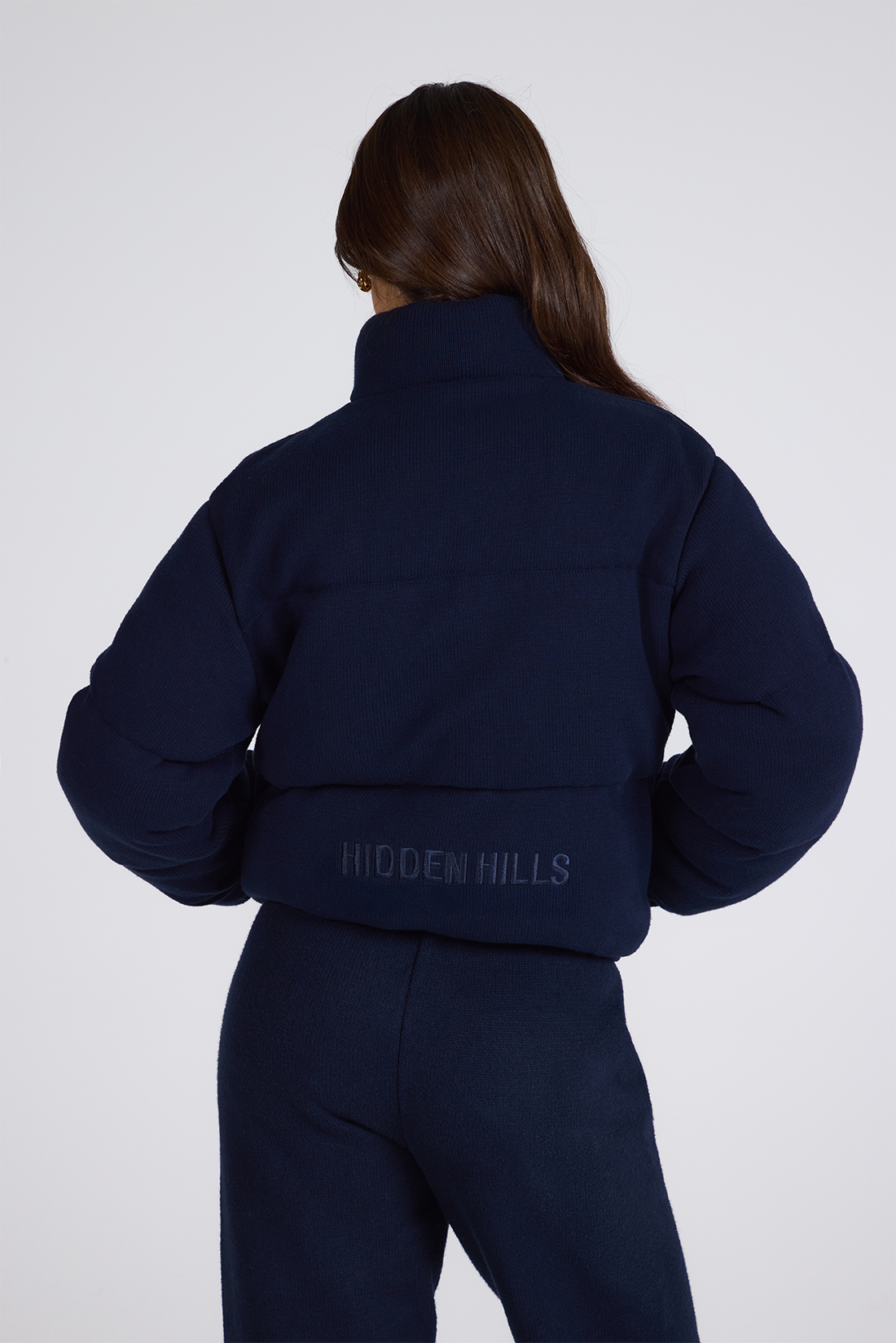 LABEL PUFFER JACKET NAVY