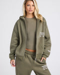 LABEL ZIP HOODIE SAGE