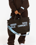 GATED COMMUNITY CANVAS SHOPPER BAG DARK BROWN/LIGHT BLUE