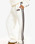 STRIPED STRAIGHT LEG SWEATPANTS OFF WHITE/DARK BROWN
