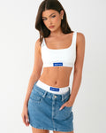 LABEL BRA TOP WHITE