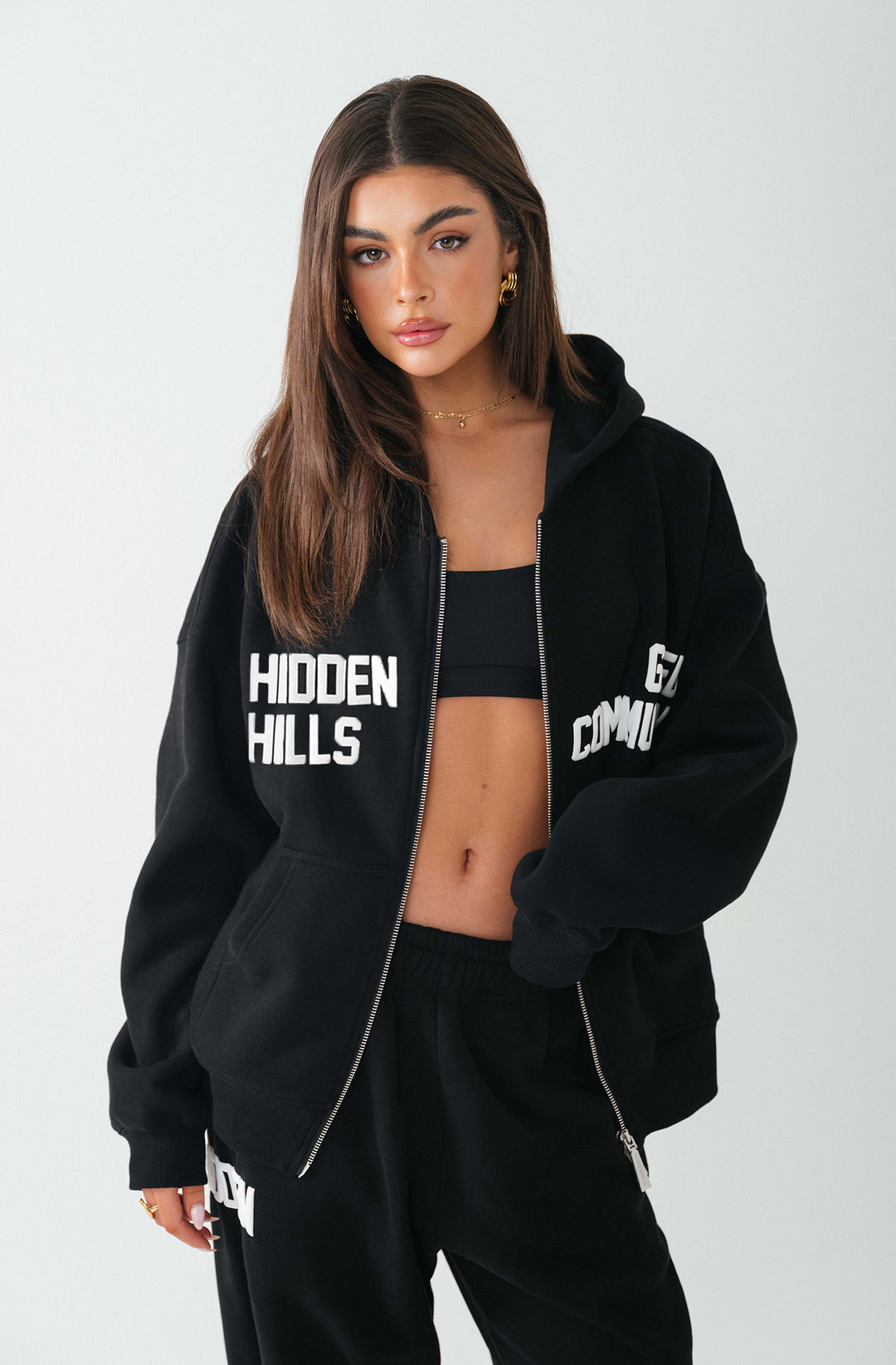 GATED COMMUNITY ZIP HOODIE BLACK - Hidden Hills