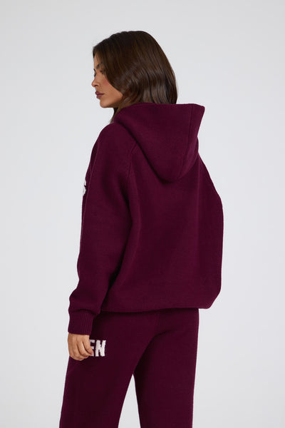 STRICKKAPUZENPULLI DUNKLE PFLAUME