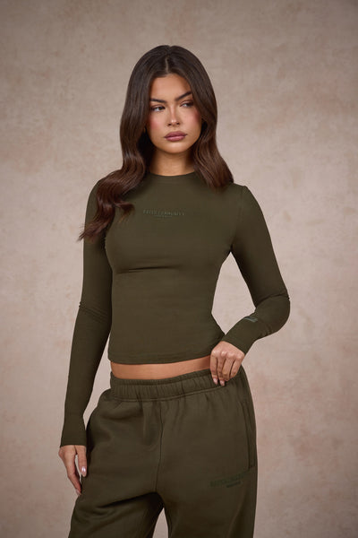 BASICS LANGARMSHIRT OLIV