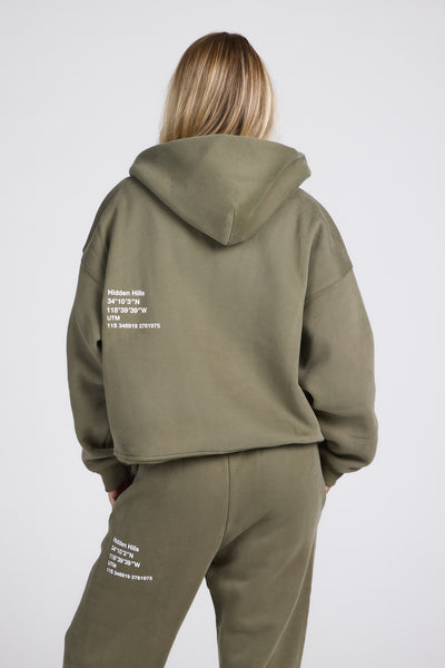 LABEL ZIP HOODIE SAGE