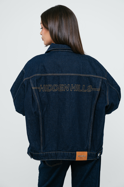 JEANSJACKE MIT LOGOSTICH INDIGO