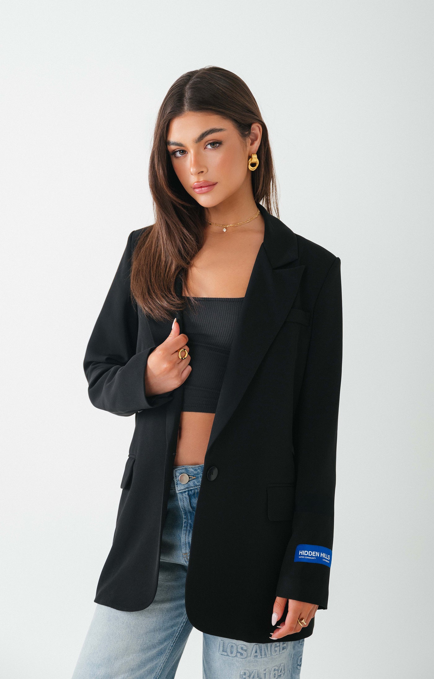 BLAUER LABEL-BLAZER MIT PRÄGUNG