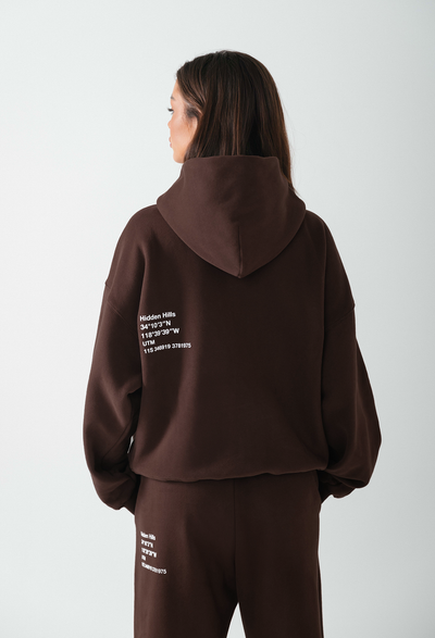 LABEL ZIP HOODIE DUNKELBRAUN