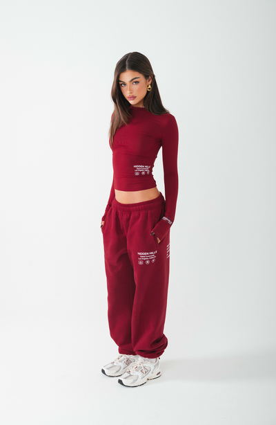 LABEL SWEATPANTS BURGUNDY