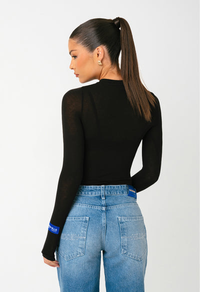 BLUE LABEL DURCHSICHTIGER BODYSUIT SCHWARZ