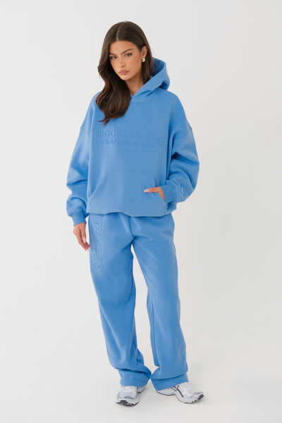GEPRÄGTER HOODIE HIMMELBLAU