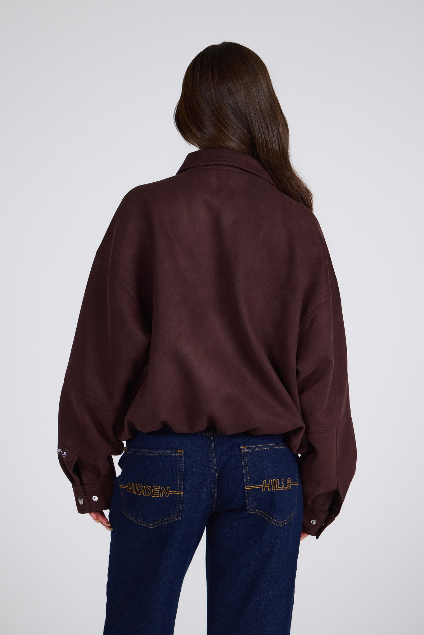 EMBOSSED SUEDE JACKET DARK BROWN