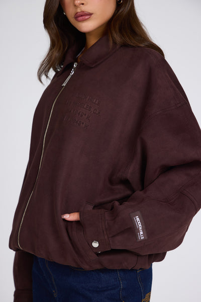 EMBOSSED SUEDE JACKET DARK BROWN