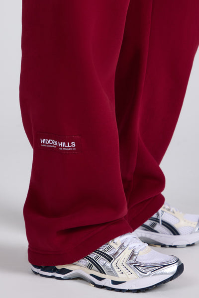 TAG STRAIGHT LEG SWEATPANTS BURGUNDY