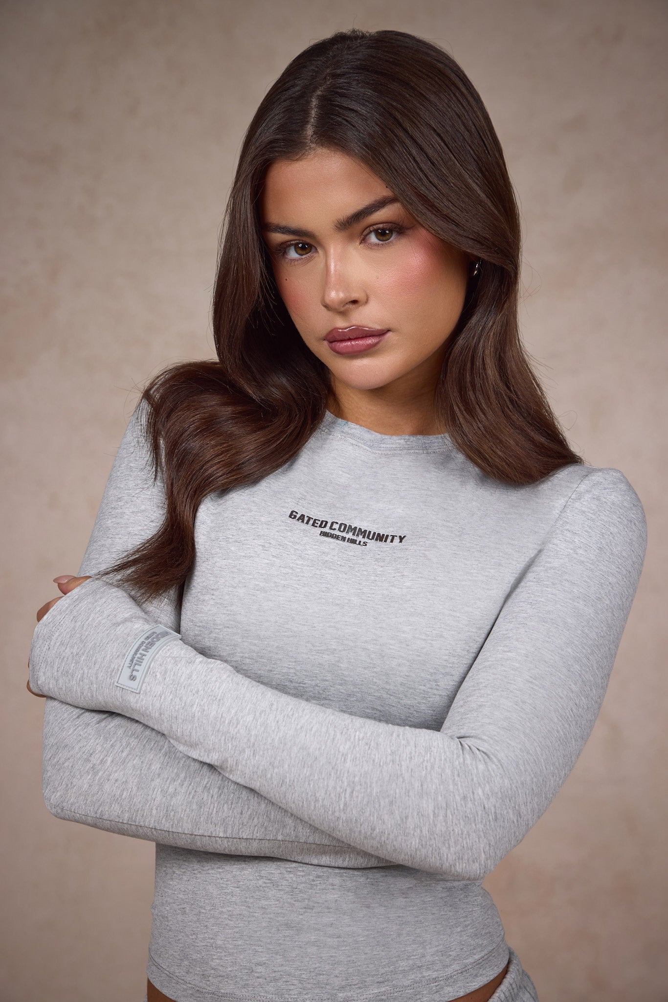 BASICS LONGSLEEVE TOP MEDIUM GRAY