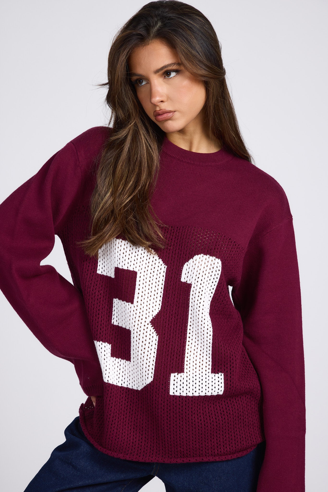 KNIT LONGSLEEVE JERSEY DARK PLUM
