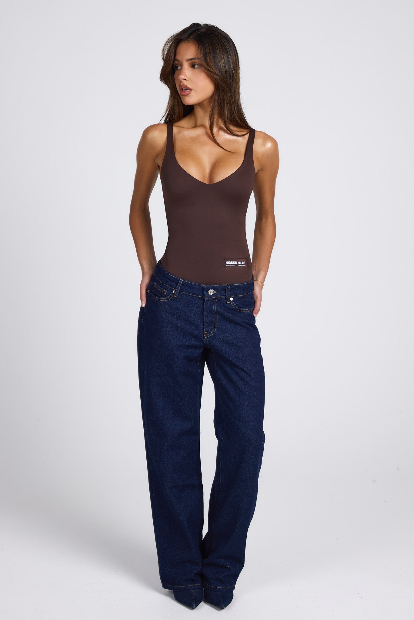 LABEL BODYSUIT DARK BROWN