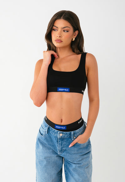 LABEL BRA TOP BLACK