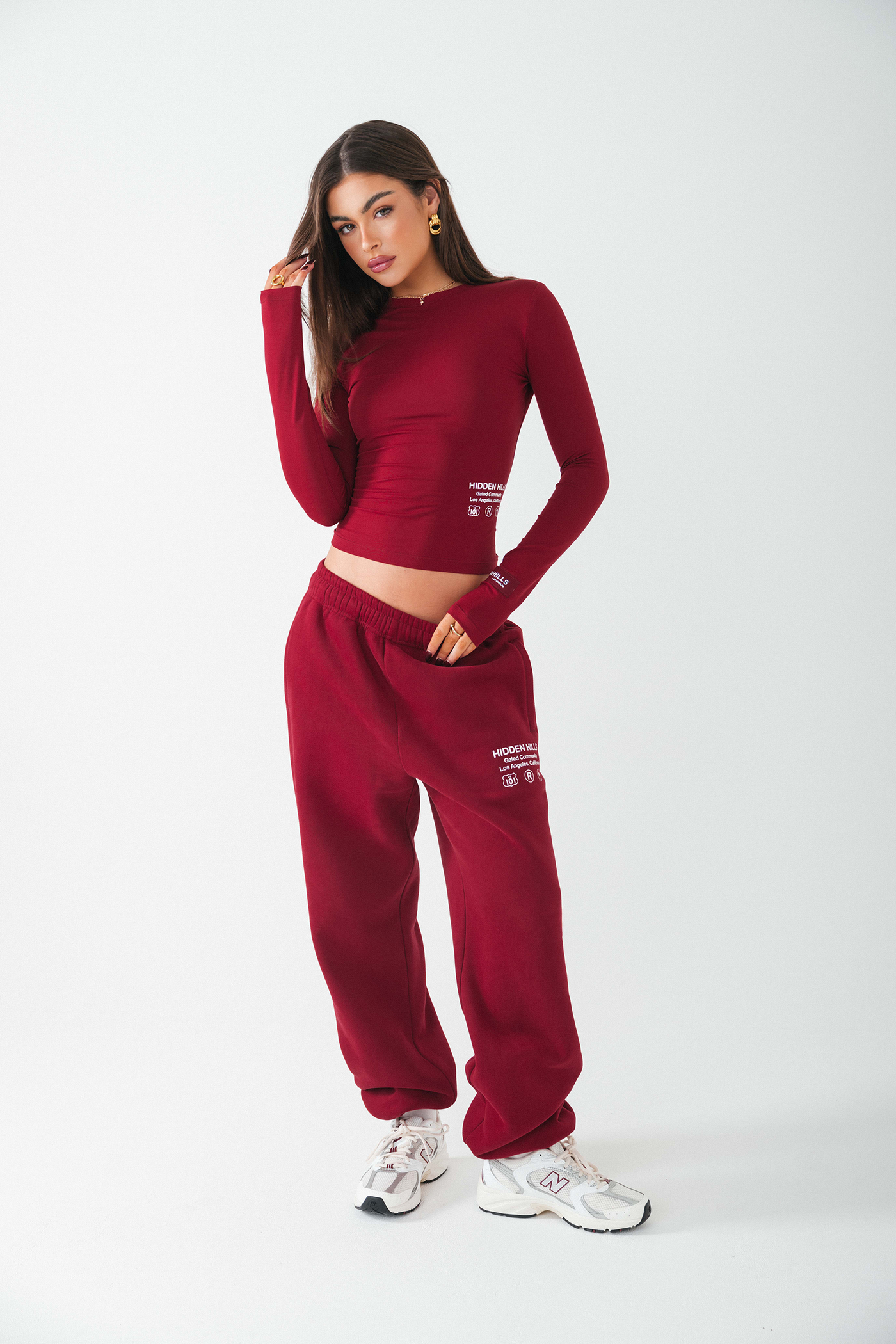 LABEL SWEATPANTS BURGUNDY