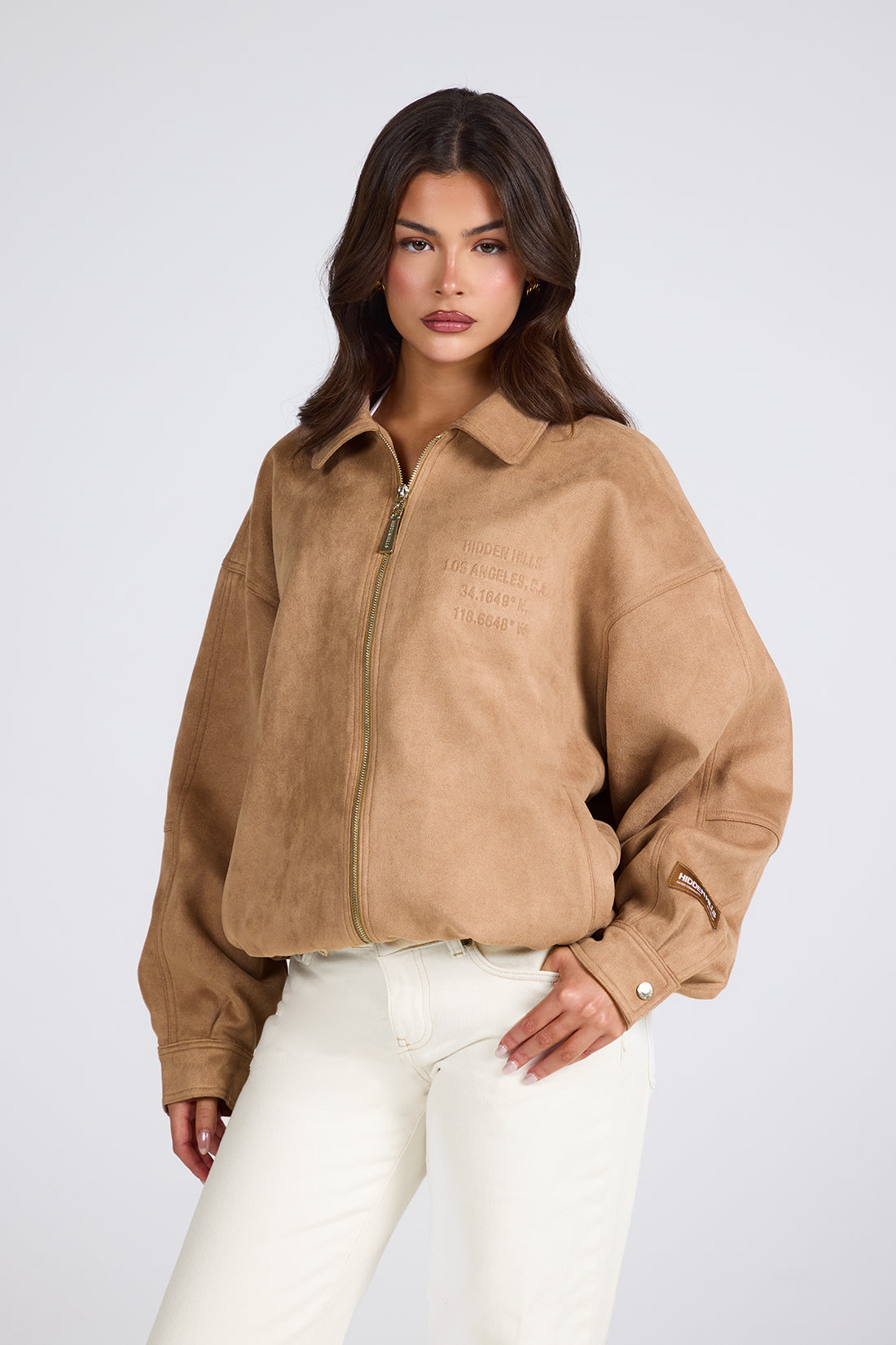 EMBOSSED SUEDE JACKET CAMEL