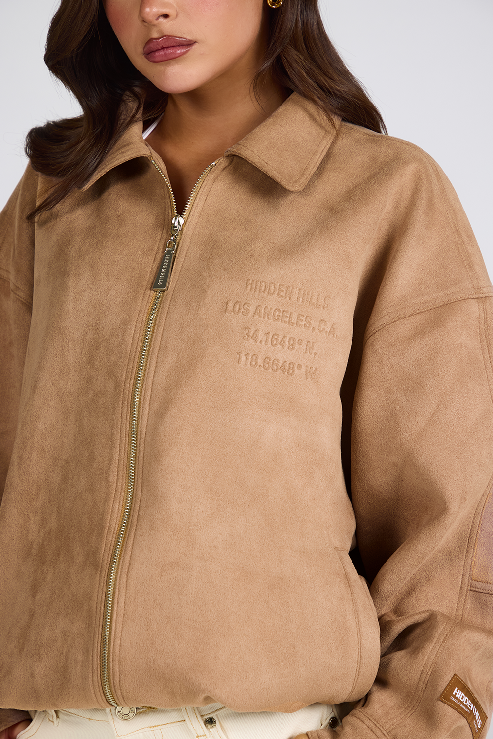 EMBOSSED SUEDE JACKET CAMEL