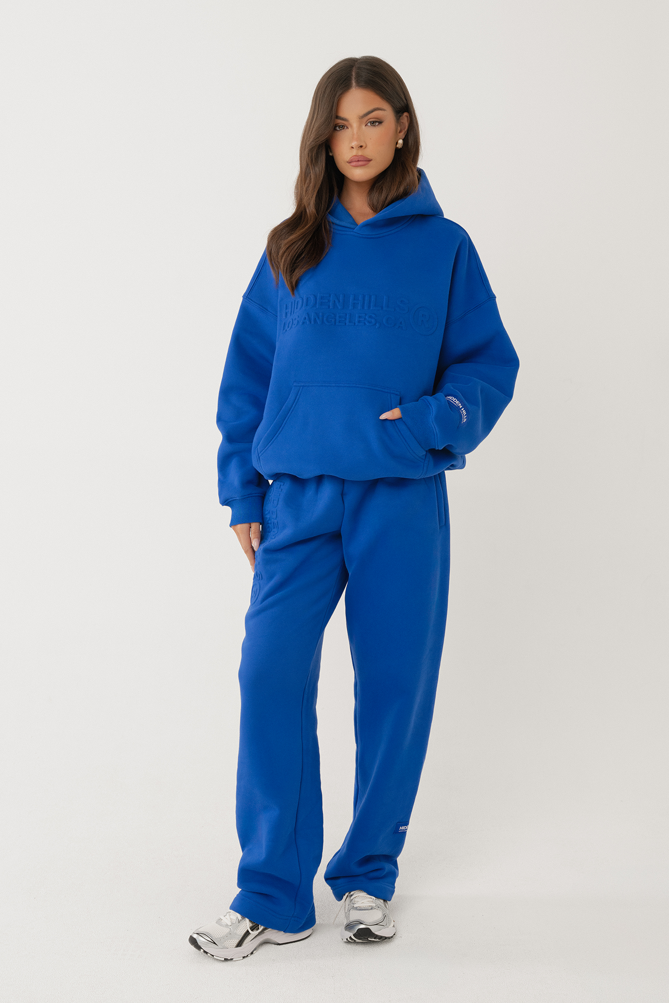 EMBOSSED STRAIGHT LEG SWEATPANTS ROYAL BLUE