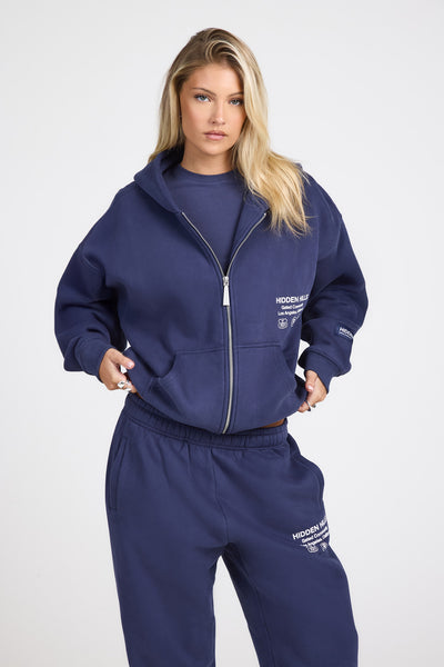 LABEL ZIP HOODIE FUTURE DUSK