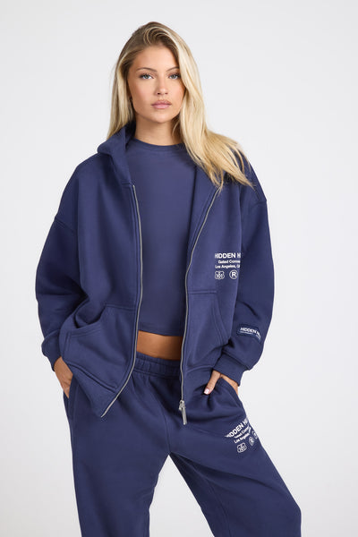 LABEL ZIP HOODIE FUTURE DUSK