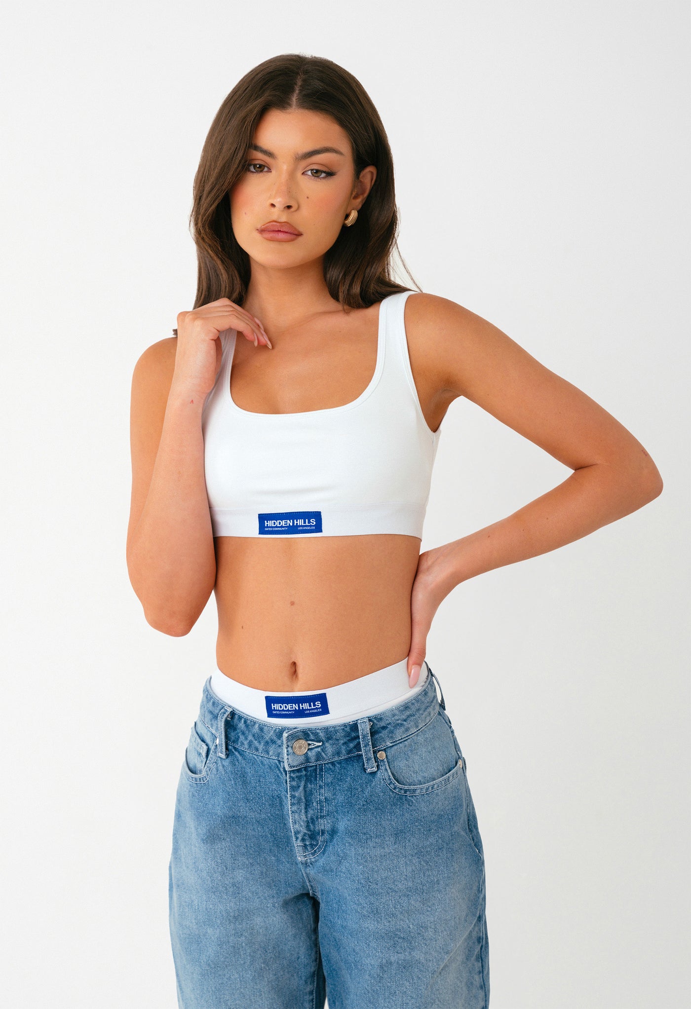 LABEL BRA TOP WHITE