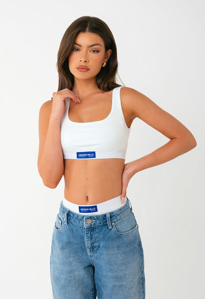 LABEL BRA TOP WHITE