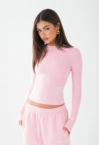 LABEL LONGSLEEVE TOP LIGHT PINK