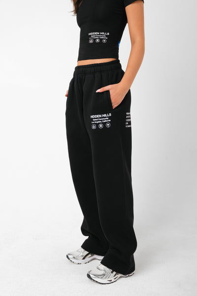 LABEL STRAIGHT LEG SWEATPANTS BLACK