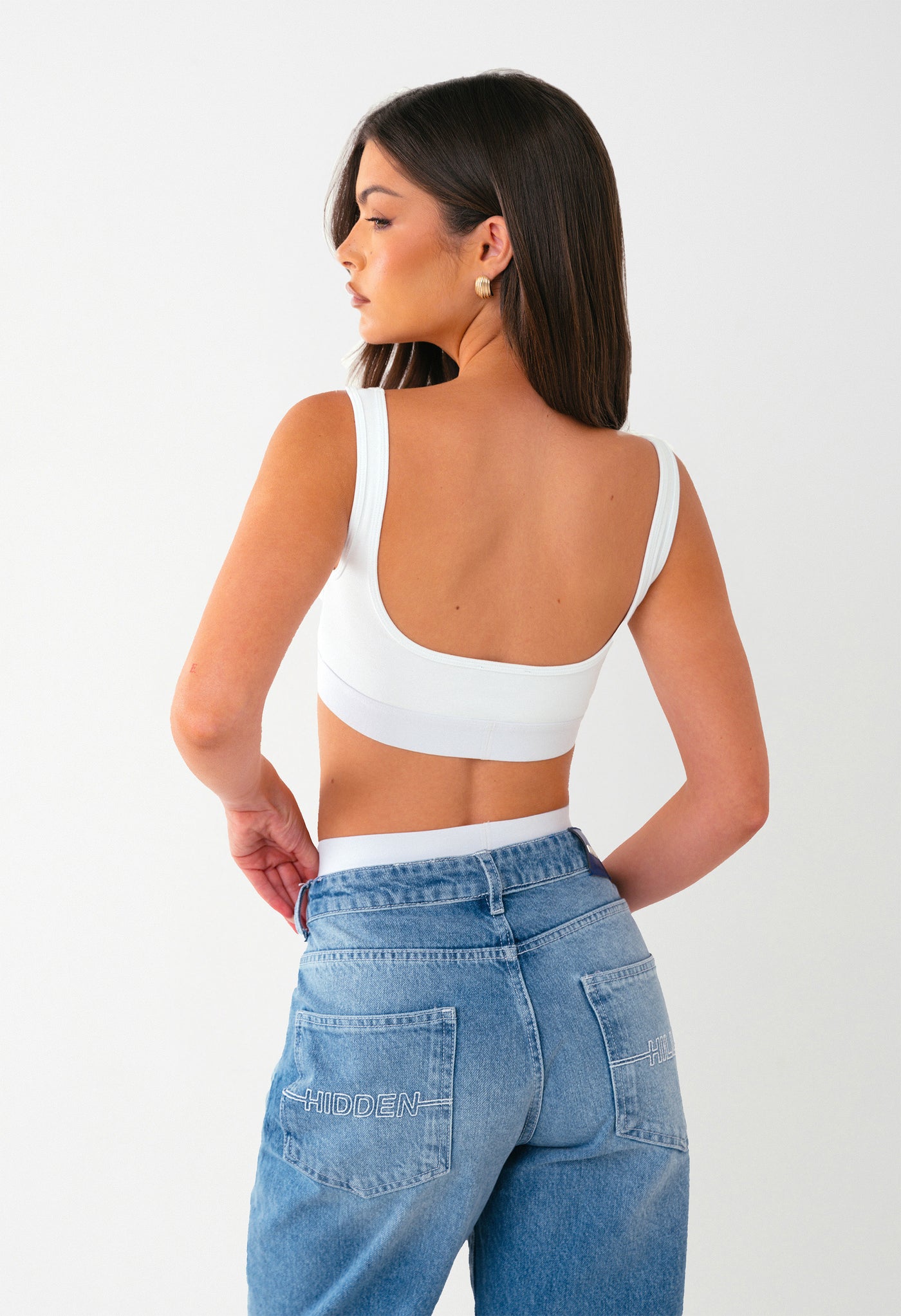 LABEL BRA TOP WHITE